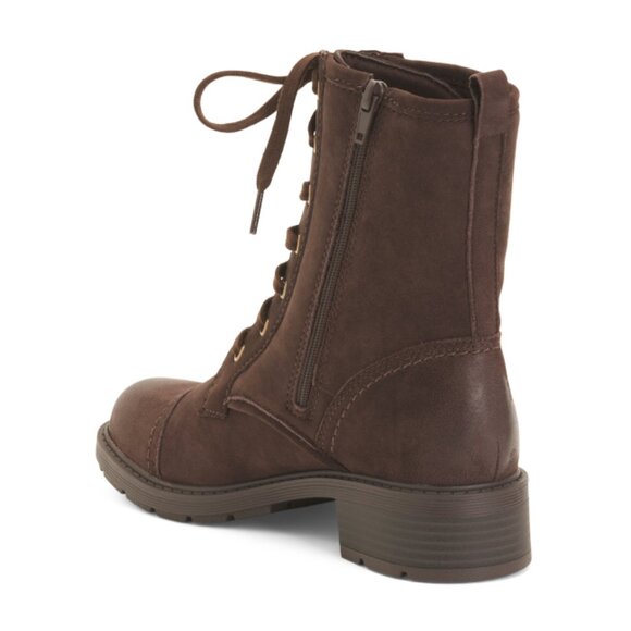 CLARKS Dark Brown Wide Nubuck Leather Hearth Maye Comfort Booties - Picture 2 of 2